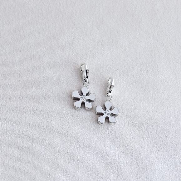 Brighton Flower Snap Clip Charms Dangle 2pc Silver Plated Retired 9" Gift - Picture 3 of 5